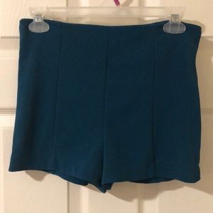 High waisted turquoise shorts